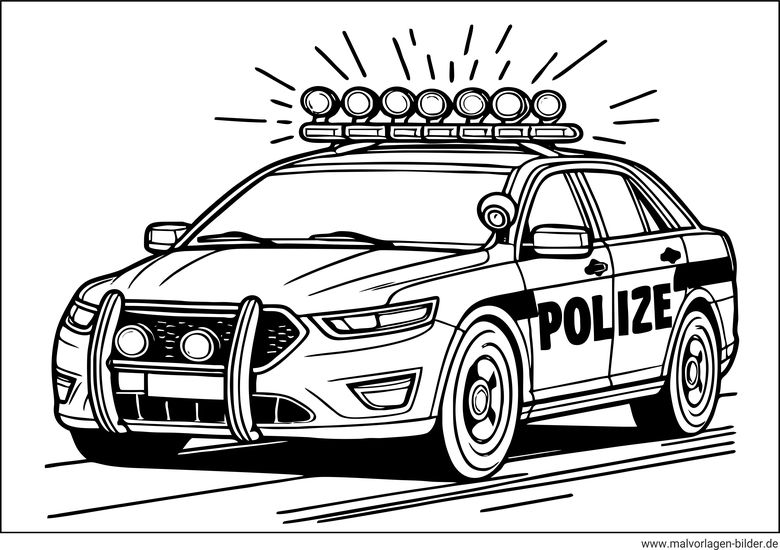 Polizeiauto mit Blaulicht Malvorlage