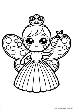 Ausmalbild Prinzessin Flügeln Krone Zauberstab