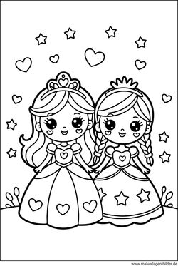 Ausmalbild Prinzessinen Freundinnen