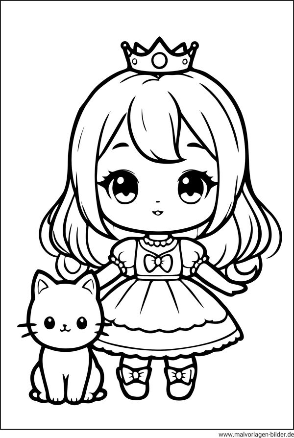 Malvorlage Prinzessin kleine Katze