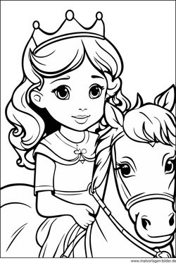 Prinzessin reitet auf einem Pferd Ausmalbilder