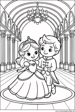Prinzessin und Prinz Ausmalbild zum Ausdrucken und Ausmalen