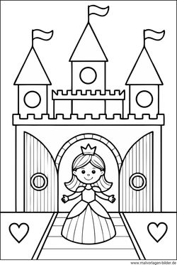 Prinzessinen Schloss Ausmalbild für Kinder
