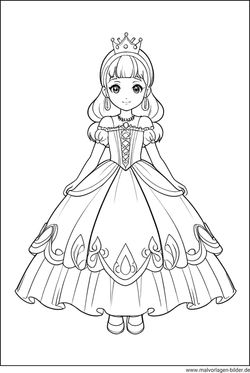 Prinzessinnenkleid Ausmalbild zum Ausdrucken und ausmalen