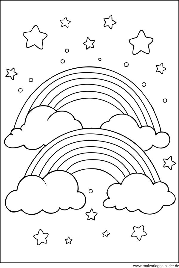 zwei Regenbogen Ausmalbild