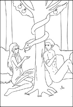 Malvorlage - Adam und Eva