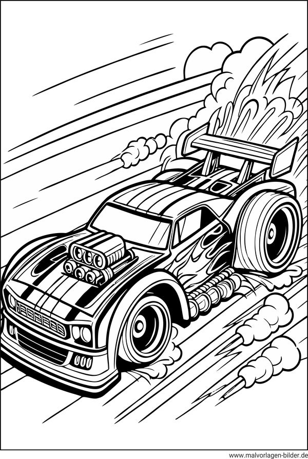 Turbo Rennauto Ausmalbild für Jungs