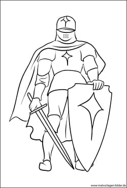 Malbild Ritter in einer Ritterrüstung mit Schwert