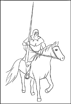 Ritter mit Lanze auf einem Pferd