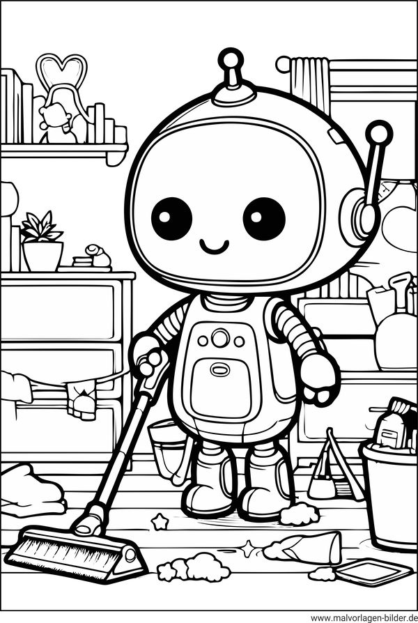 Putzroboter Ausmalbild