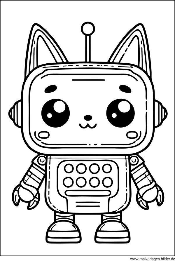 Roboter-Cat Ausmalbild