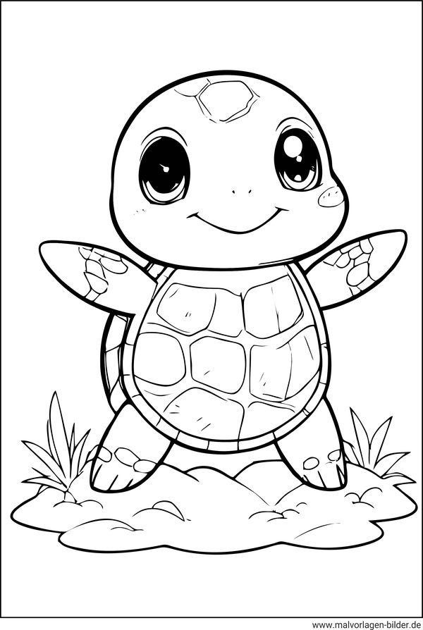 Ausmalbild kleine Babyschildkröte
