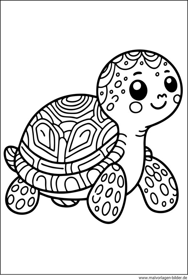 Ausmalbild Schildkröte für kinder im Kindergarten