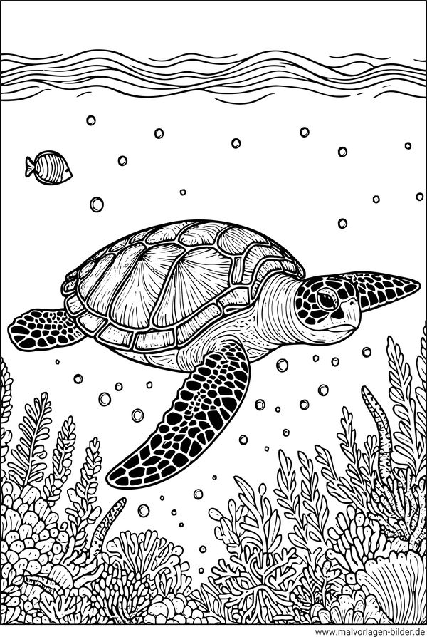 Ausmalbild Schildkröte schwer
