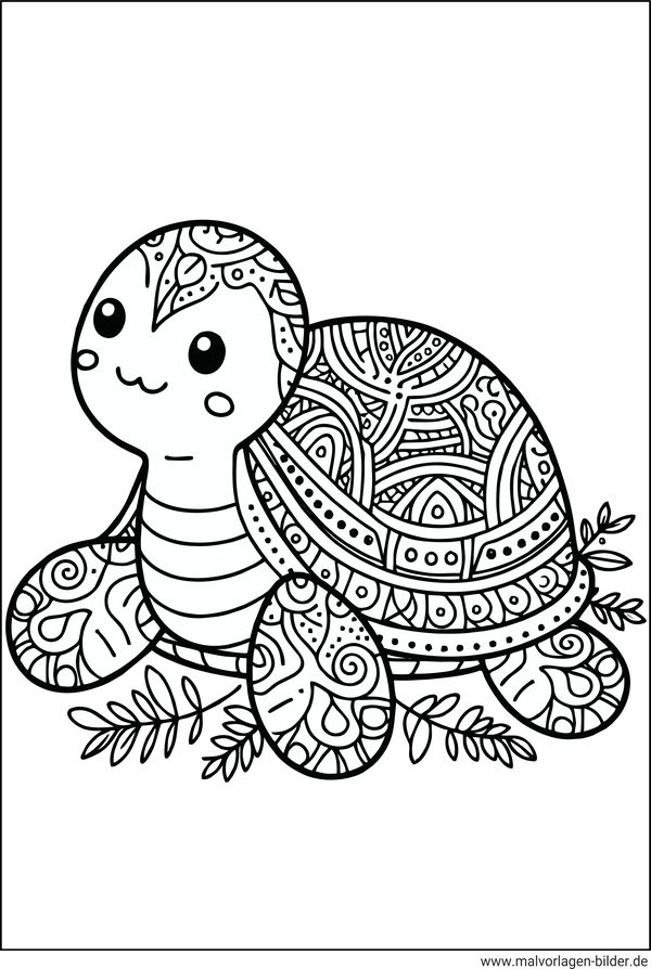 Schildkröte mit Muster auf dem Panzer Ausmalbild