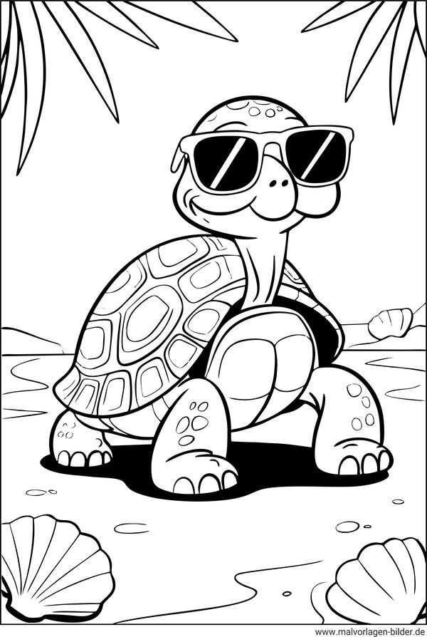 Schildkröte mit Sonnenbrille Ausmalbild Comic