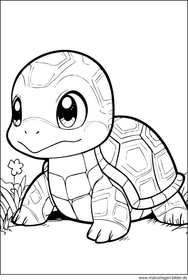 Süße Schildkröte zum Ausmalen