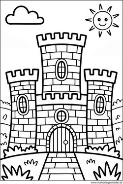 Alte Burg Ausmalbild gratis ausdrucken