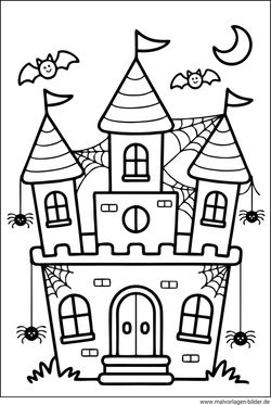 Altes Spukschloss Ausmalbild für Kinder gratis drucken