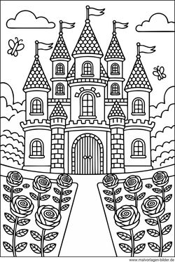 Ausmalbild Schloss Rosengarten