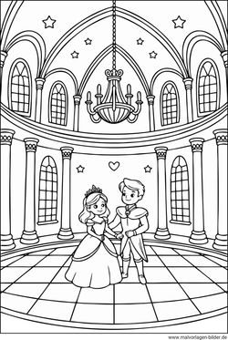 Ballsaal im Schloss Ausmalbild ausdrucken
