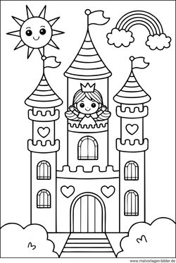 Prinzessinnenschloss Ausmalbild kostenlos
