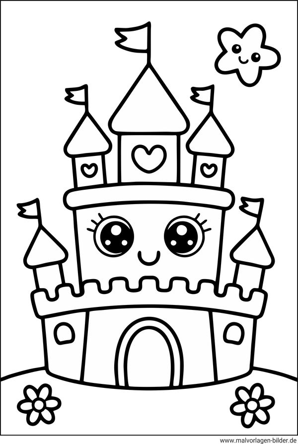 Schloss Ausmalbild für Kinder