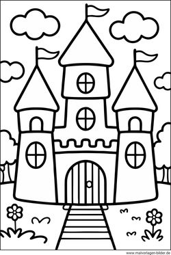 Schloss als Ausmalbild leicht auszumalen