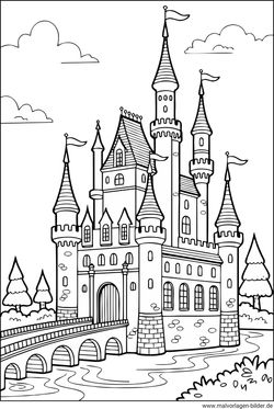 Schloss Ausmalbild zum Ausmalen