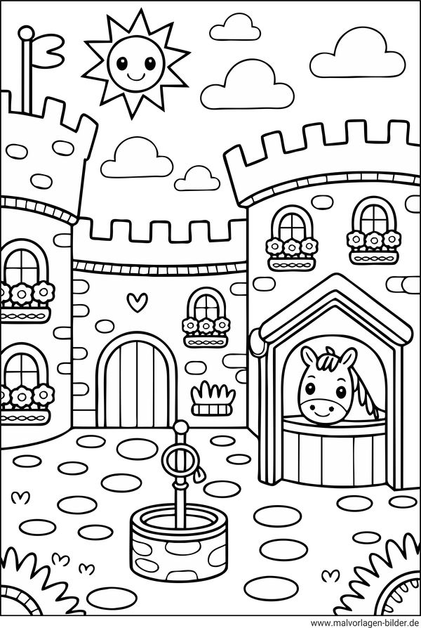 Schloss Innenhof Ausmalbild