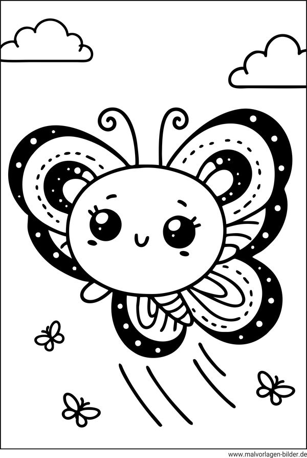 Kawaii Schmetterling Ausmalbild