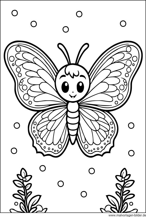 Schmetterling mit Gesicht Malvorlage