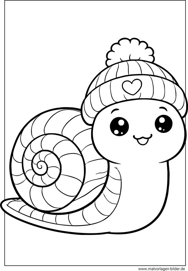 Schnecke mit Mütze Ausmalbild