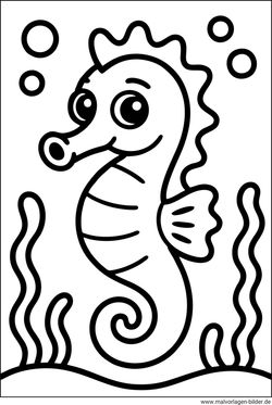 Seepferdchen Ausmalbild leicht zum Ausmalen