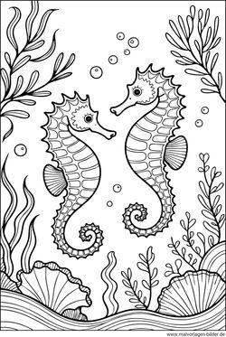 Seepferdchen Malvorlage Erwachsene drucken und ausmalen