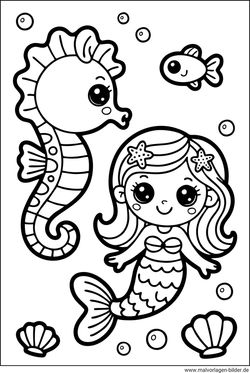 Seepferdchen Meerjungfrau PDF Vorlage