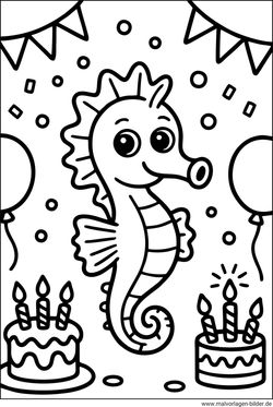 Seepferdchen Party Ausmalbilder für Kinder