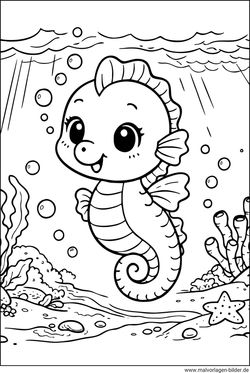 Seepferdchenbaby Ausmalbild für Kinder