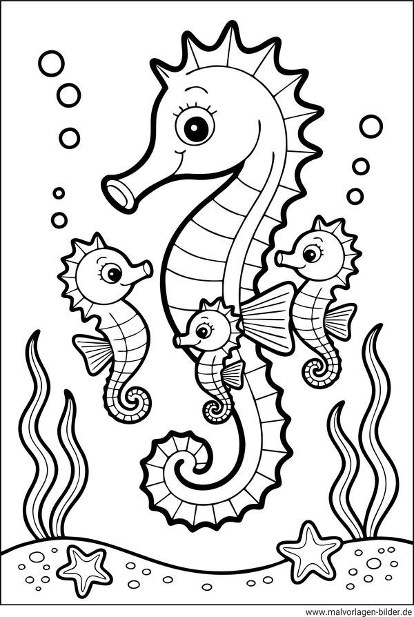 Seepferdchenbabys Ausmalbild