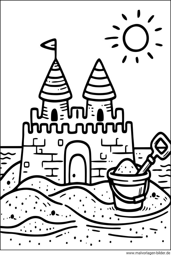 Sandburg Ausmalbild für Kinder