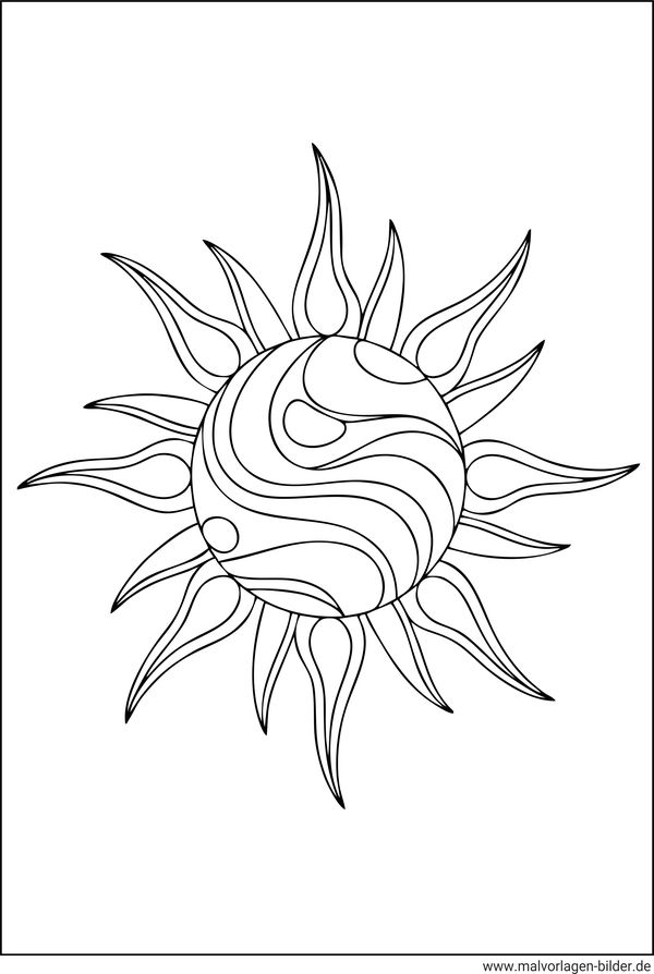 Sonne abstrakte Darstellung Ausmalbild Erwachsene