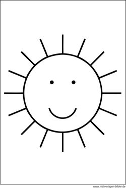 Sonne einfaches Ausmalbild für Kindergarten