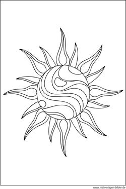 Sonne kunstvolles Ausmalbild für Erwachsene