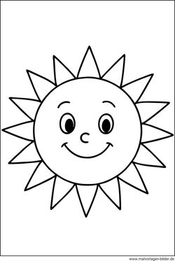Sonne mit Gesicht kostenloses Ausmalbild