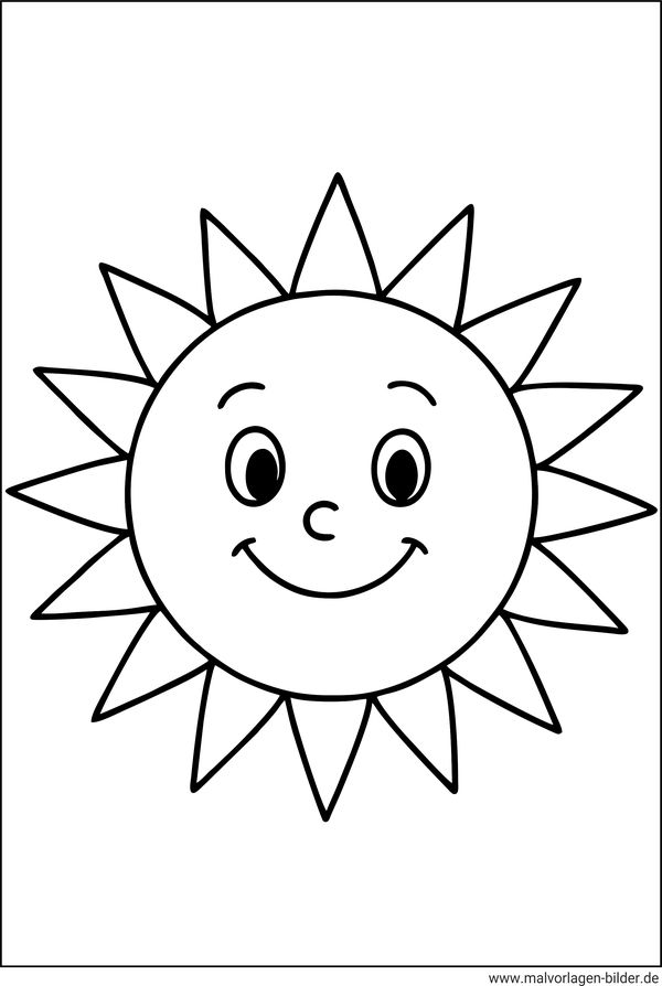 Sonne mit lächelndem Gesicht Ausmalbild