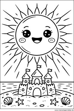 Sonne Sandburg Ausmalbild drucken und ausmalen