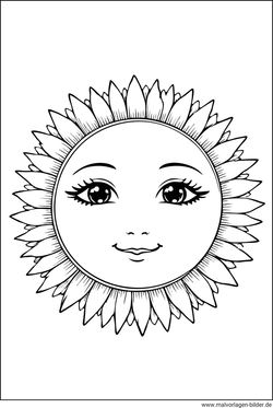 Sonnen mit Gesicht Ausmalbild für Erwachsene