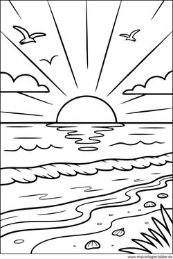 Sonnenuntergang am Meer Ausmalbilder zum Ausmalen