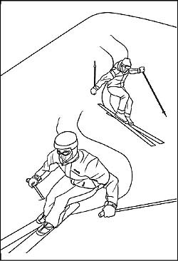 Ausmalbild - Skifahrer