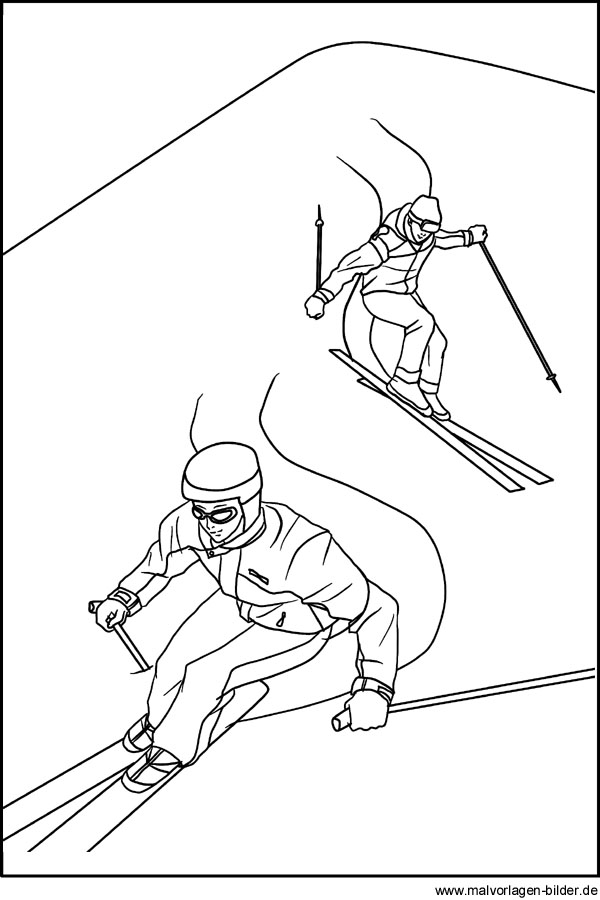 Ausmalbild Skifahrer Abfahrtski